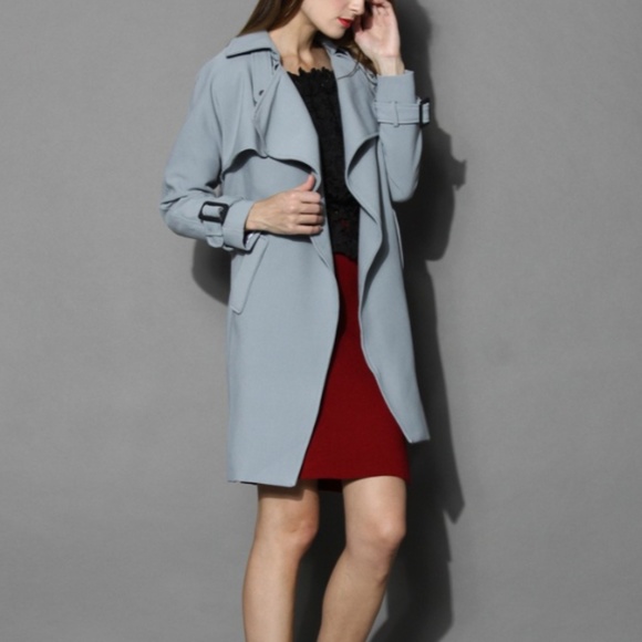 Chicwish Jackets & Blazers - Waterfall Belted Trench Coat in Grey
